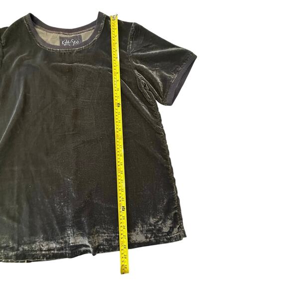 Anthropologie Kyla Seo Velvet Velour Short Sleeve Crewneck Size Medium Top - Picture 10 of 10